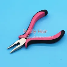 Плоскогубцы для волос, профессиональный инструмент для наращивания волос, щипцы для наращивания волос, розовая и черная ручка, 1 шт. в партии