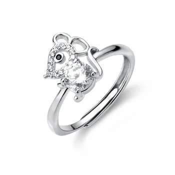 

925 Sterling Silver Birth Year Little Mouse Ring Simplicity Ins Minority Fashionable Jewelry Personalized Openning End Design