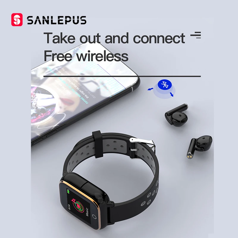 2020 SANLEPUS умные часы с беспроводными наушниками MP3 Фитнес браслет для мужчин и