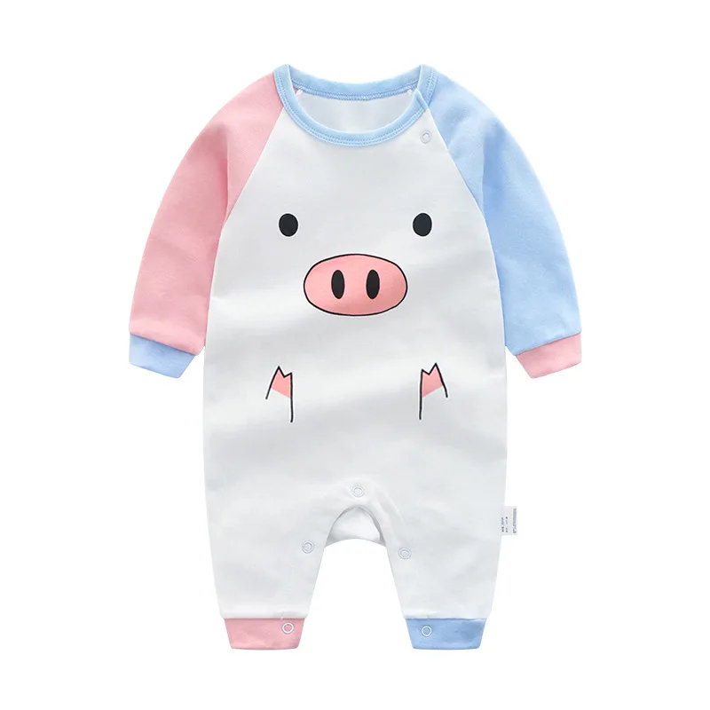 

2019 Baby Kids Spring And Autumn Newborns Onesie Long Sleeve Cartoon Male Baby Crawling Clothes Romper