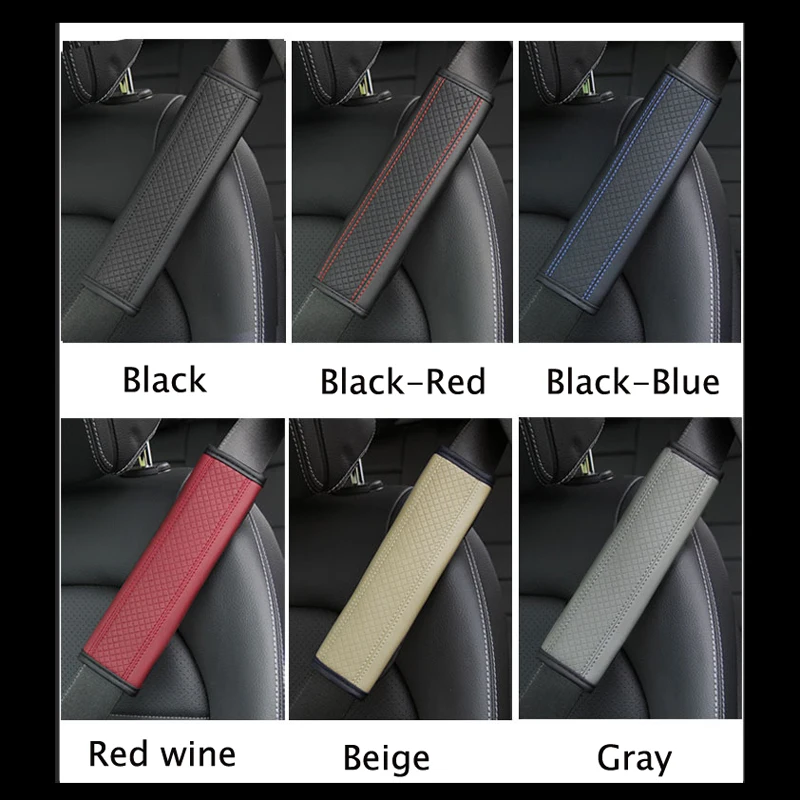 Soft Leather Embossed Seat Belt Shoulder Pads To Protect The Driver's Shoulders. Car Seat Cover Decoration