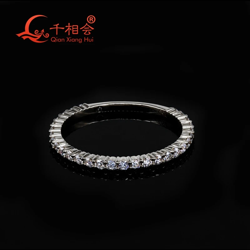 18K  Gold  3/4 Eternity  Ring G Color 1.5mm Round HPHT Lab Diamond Ring Bands for Women Engagement Wedding Party