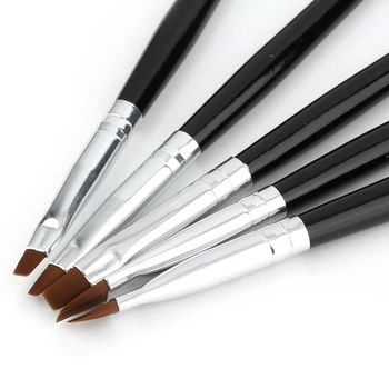 

5 Sizes/set Professional Acrylic Nail Art Brush Set Perfect Use For UV Gel Builder Nail Brushes with Black and silver color