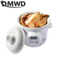 DMWD Electric Slow Cooker 1.5L Mini Health Pot Stew Soup Porridge Time Control Ceramic Baby Food Cooking Machine Meal Steamer 1