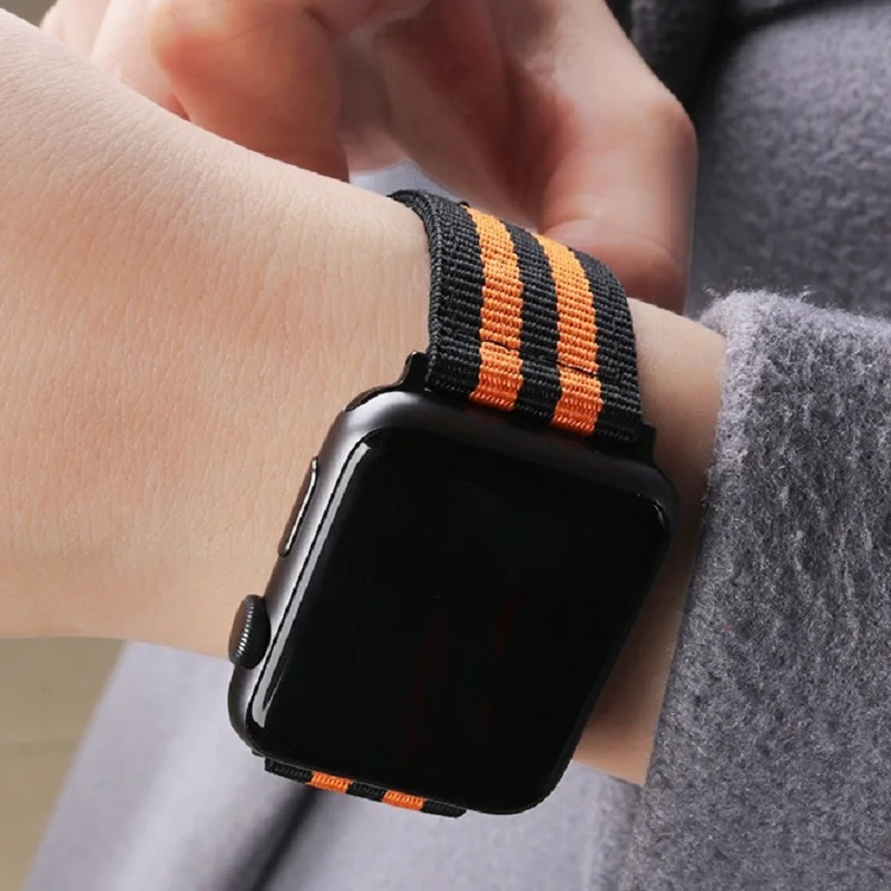 Нейлоновый ремешок для наручных часов Apple Watch, версии 5/4/3/2/1, спортивный кожаный браслет, 42 мм, 38 мм, ремешок для наручных часов iwatch, ремешок AW301