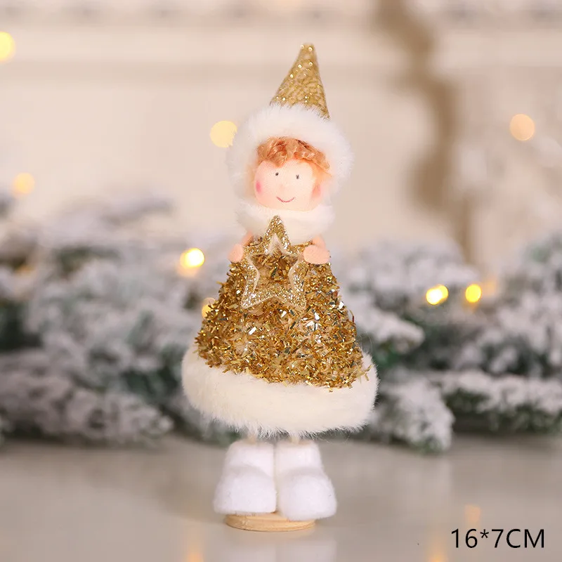 New Year Latest Christmas Cute Silk Plush Angel Doll Xmas Tree Ornaments Noel Christmas Decoration for Home Kids Gifts - Цвет: D2