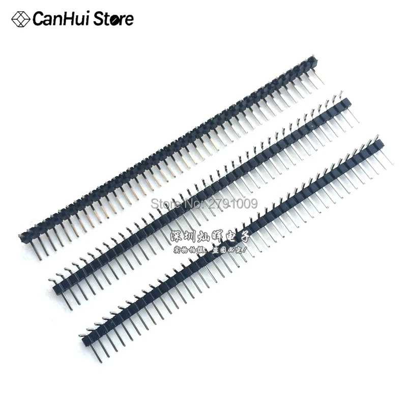Pin Header Pcb Connector 2.54MM 1*40P 1X40P 90 degree Right angle Single Row Male Pin Header Positive/Reverse/Top bending PCB Board Connector Pinheader
