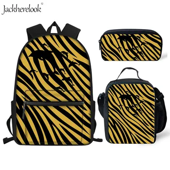 

Jackherelook Cool 3D Leopard Print School Bag Sets for Teenager Boys Black Student Kids Bookbags Primary Custom Children Satchel
