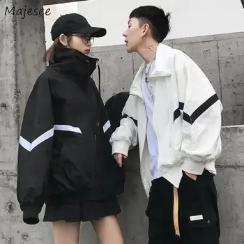 

Coat Women Jacket BF Casual Zipper Harajuku Couple Clothes Loose Womens Jackets and Coats Streetwear All Match Korean Fashion