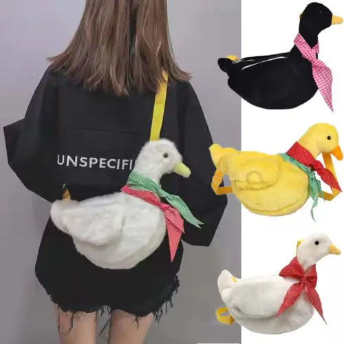 Duck Plush Purse Cartoon Animals Shape Crossbody Bag Shoulder Messenger Bag for Adult Kid Girls 2