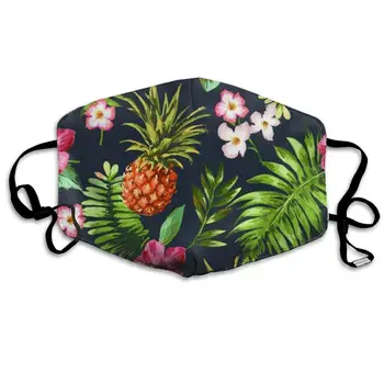 

Mouth Mask Pineapple and Flower Print Masks - Breathable Adjustable Windproof Mouth-Muffle, Camping Running for Women and Men