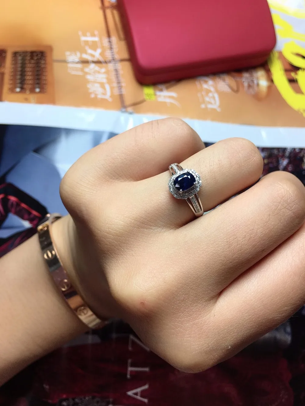 Fine Jewelry Sapphire Ring Natural 1.02ct Unheat Royal Blue Sapphire Gemstone Pure 18 K Gold Jewelry For Women Diamonds Rings