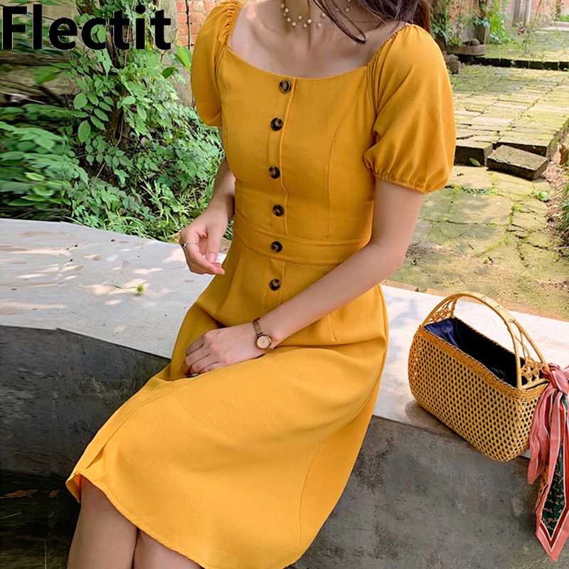 short sleeve button front midi dress