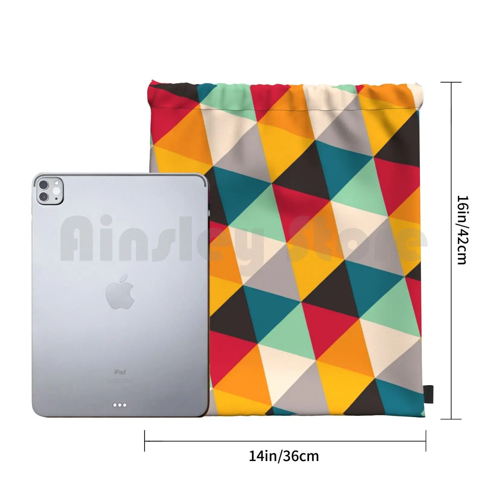 Multicolor Geometric Drawstring Gym Bag
