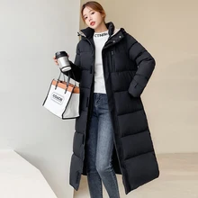 2021 Jacket Women's  Long Winter Thick Casual Hooded Cotton Padded Parka for Female Solid warm Long Quilted Coat Outwear