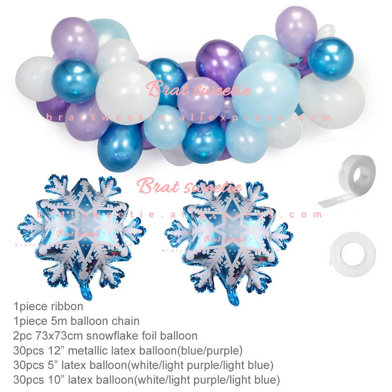 Снежная королева, вечерние шары, снежинка, фольга, шар, гирлянда, принцесса, для девочек, для дня рождения, украшения, для детей, для душа - Цвет: snow balloonchain