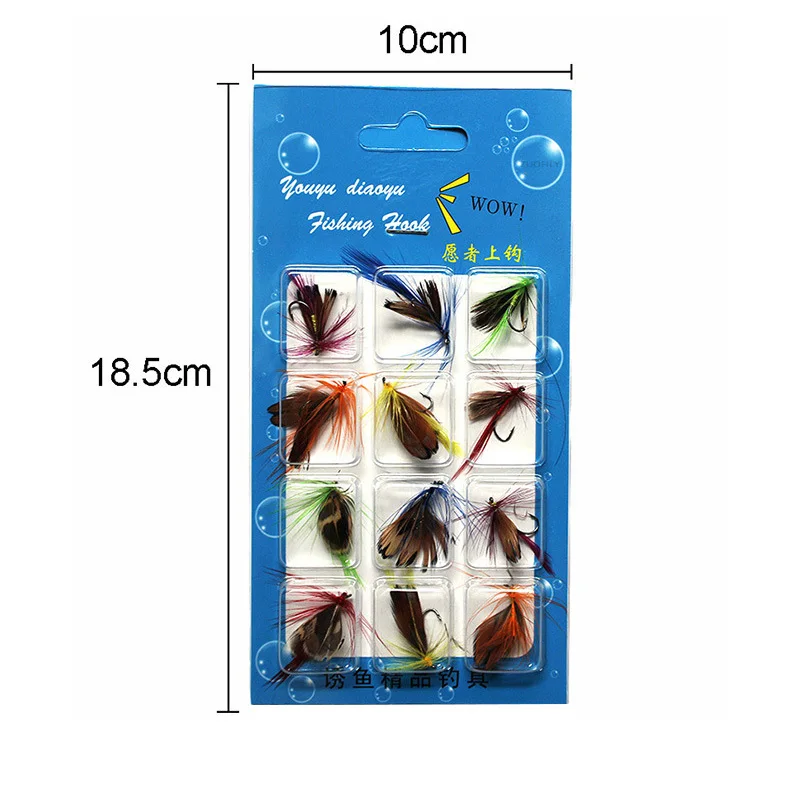 12pcs/set Butterfly Style Salmon Flies Trout Single Hook Dry Fly