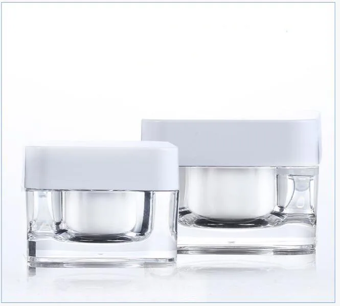 Белая Квадратная акриловая баночка для крема эссенции увлажняющего средства