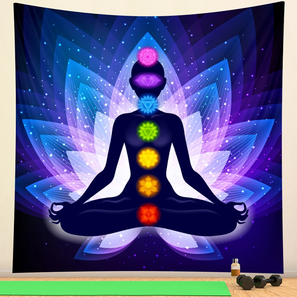 Indian Buddha chakra home art decorative tapestry Hippie yoga mat Bohemia decorative bedroom sheet Mandala sofa blanket 5
