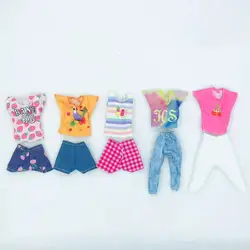 Accessoires de poupée faits à la main 10 articles/Lot, livraison gratuite = 5 hauts + 5 pantalons Shorts, vêtements pour Barbie, bricolage, cadeau d'anniversaire et de noël 