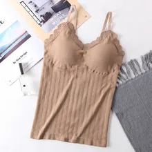 Женская сексуальная безрукавка, бесшовная однотонная красивая кружевная майка на спине с накладкой на грудь, модная Облегающая майка без рукавов