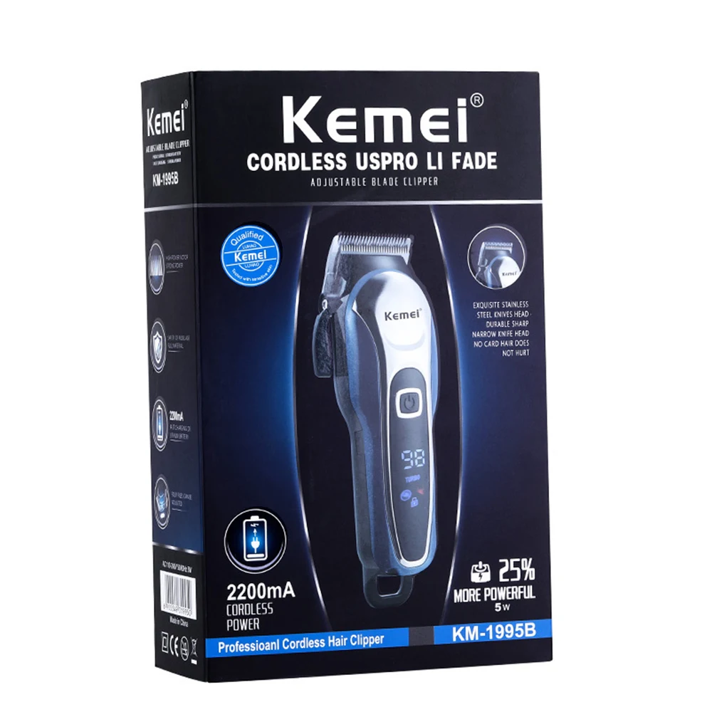 Kemei Парикмахерская мощная машинка для стрижки волос светодиодный профессиональный триммер для волос для мужчин Электрический резак инструмент для стрижки волос Машинка для стрижки салона