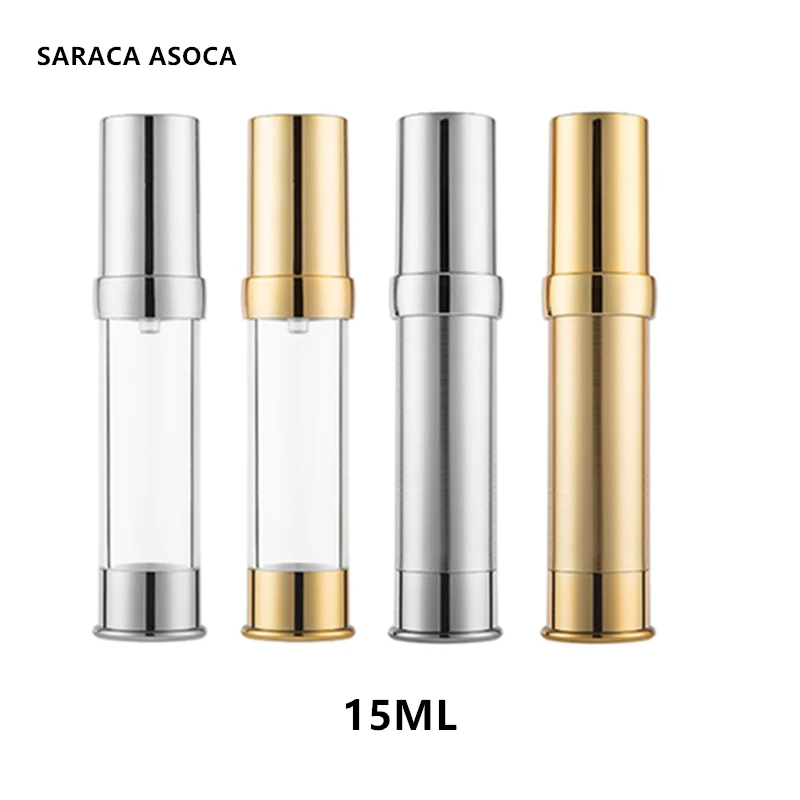 50 개/몫 15ml 빈 에어리스 펌프 플라스틱 병 진공 압력 에멀젼 병 로션 펌프 화장품 포장 병