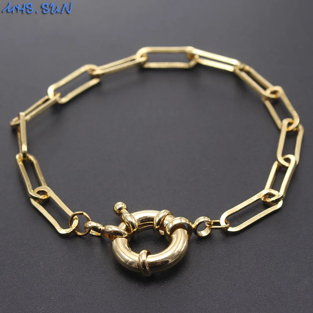Chain Necklace Anchor Clasp Necklace Bracelet For Women Chunky Link Chain Sailor Wheel 1PC