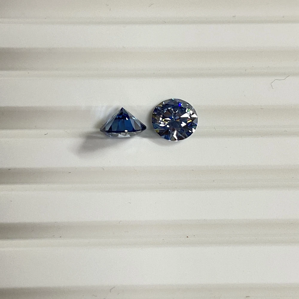 Meisidian Lab Created Excellent 1Karat 6.5mm Brilliant Cut Sapphire Blue Moissanite Diamond Price Per Carat