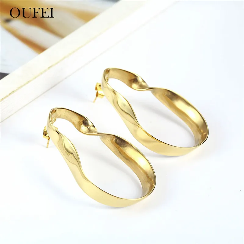 

OUFEI Stainless Steel Summer Earrings For Women Korean Earings Fashion Jewelry Accessories Bohemian Mass Effect