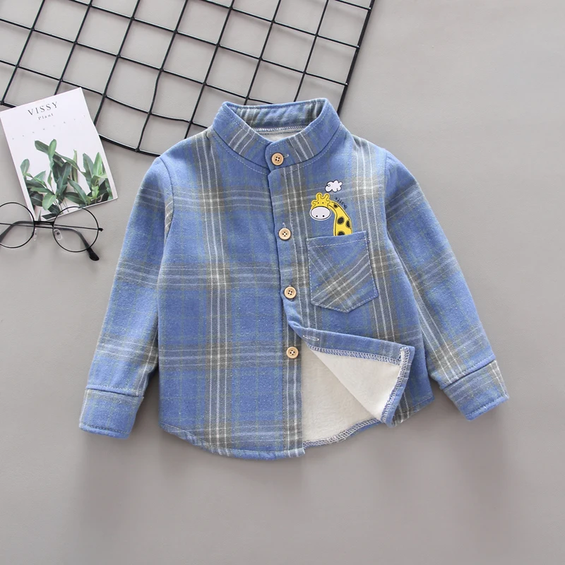 Full Sleeve Boys Shirts Casual Camisa Blouses for Children Kids Clothes Baby Boy Plaid Thicken Shirt Autumn Warm