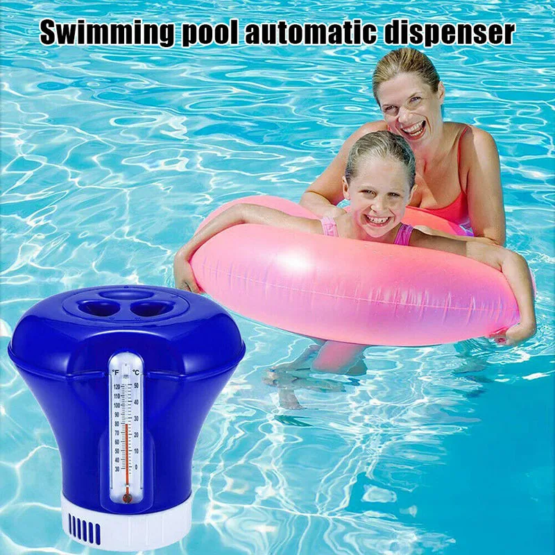 Newly Swimming Pool Hot Spring Floating Applicator with Thermometer 8 Inch Chemical Chlorine Dispenser Cleaner S66