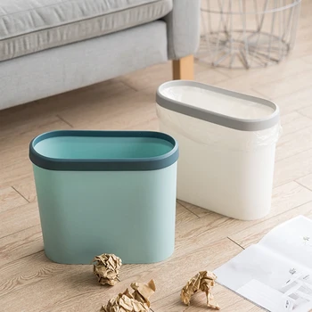

Narrow Slender Trash Can Square Shape PP Wastebasket Without Lid Paper Basket Gap Storage Garbage Bin Dustbin Holder