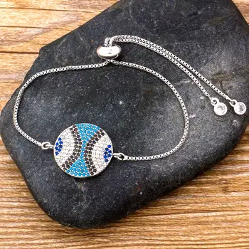 

Trendy Turish Evil Eye Copper Cubic Zirconia Bracelet Adjustable Chain Bracelets Jewelry For Women Best Birthday Party Gift