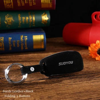 

New Suede Leather Car Key Cover Case Key Case For AUDI Q7 C5 C6 A4L A6L S3 2005 2006 2007 2008 2009-2013 car Folding key FOB