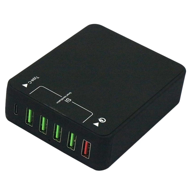 Топ Quick Charge 3,0 5-Порты и разъёмы Usb Зарядное устройство Тип-C смарт-устройство для быстрой Зарядное устройство Совместимо для Iphone Xs/Xs Max/Xr и многое другое(штепсельная вилка стандарта США