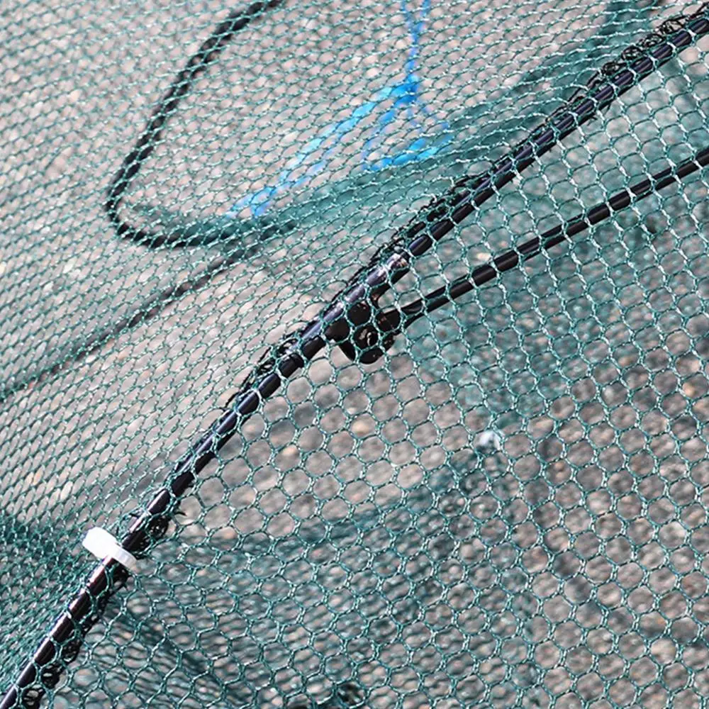 Portable Shrimp Cage Fishing Cage Green Fish Bag Hand Throw Net Fishing Net Durable 12 Holes Practical