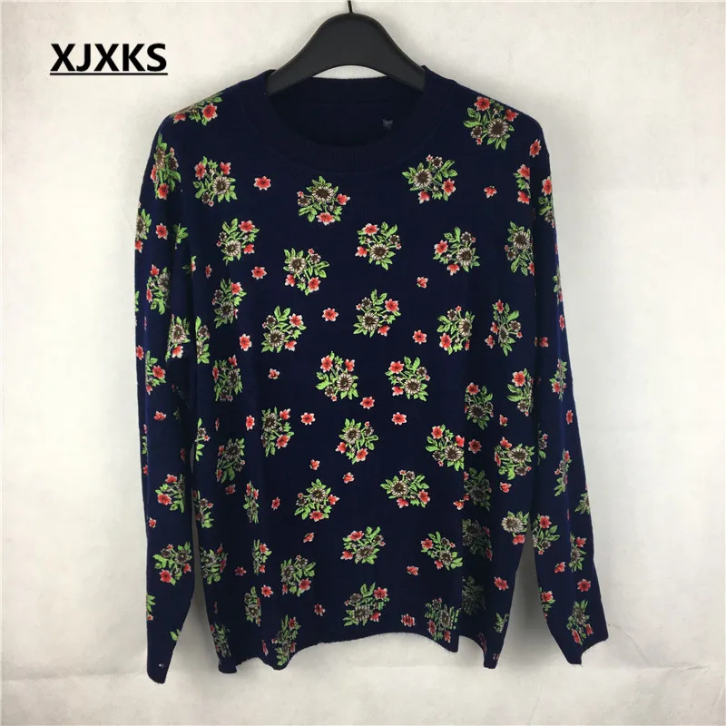 XJXKS, женский джемпер, Осень-зима, свитер большого размера с длинным рукавом, женская трикотажная одежда, свободный свитер, Женский пуловер с принтом - Цвет: Style 6