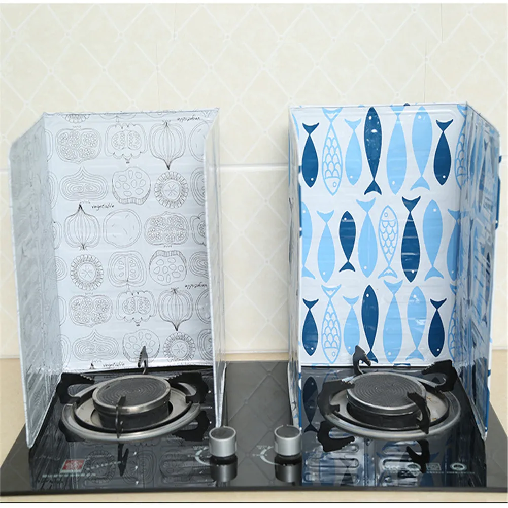 

Anti-Splash Shield baffle gas stove cooking aluminum foil oil splash guard kitchen use folding protection Wind Shield Tools