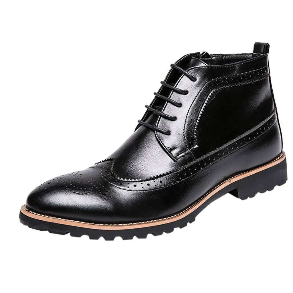 Мужская повседневная британская кожаная обувь уличная кожаная повседневная обувь с высоким берцем мужская деловая модельная обувь на шнуровке официальная обувь; zapatos de hombre