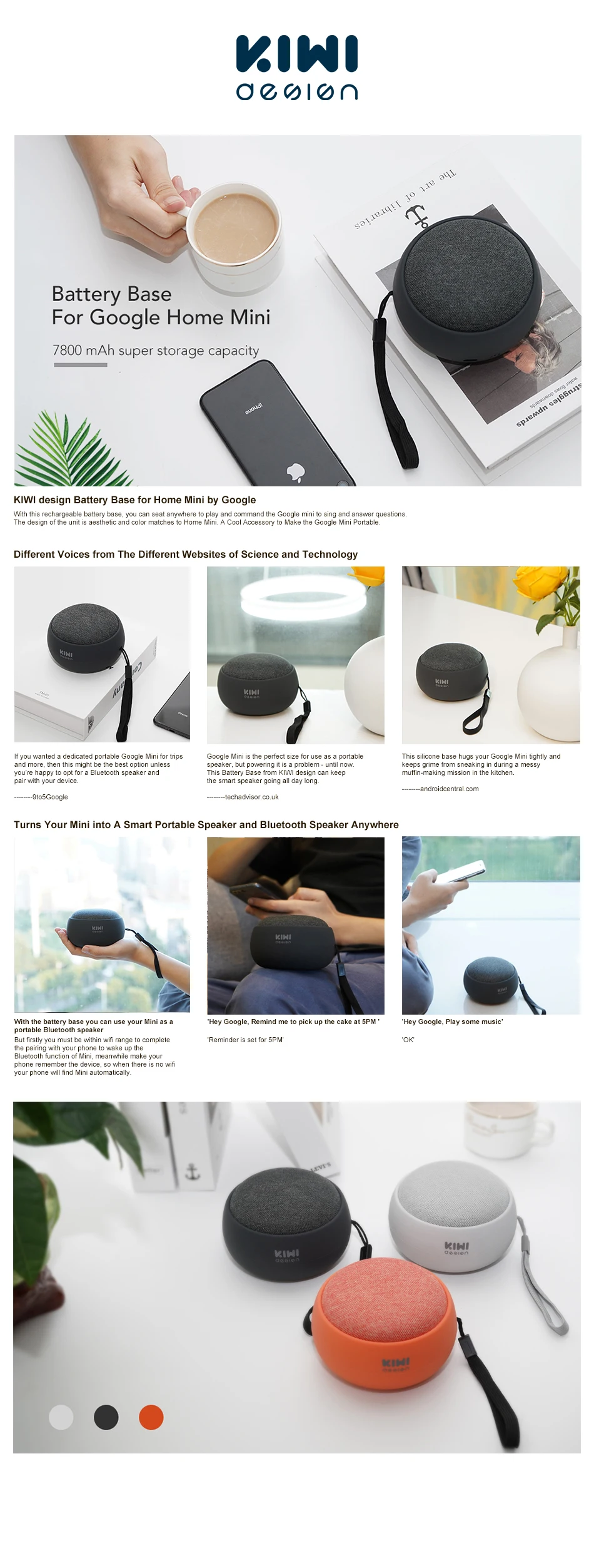 portable external battery base for google home mini