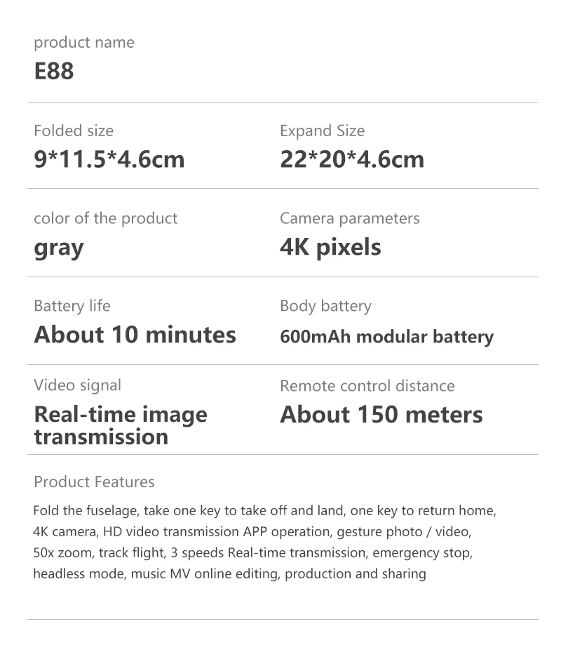 E88 Foldable 4K Mini Drone With RC Quadrocopter With WIFI FPV Wide Angle HD Camera Helicopter Height Keeping Drone Toys Boy Gift
