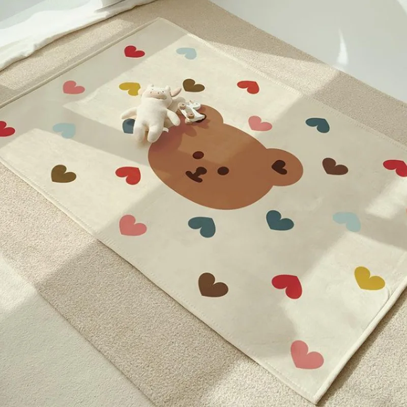 Ins Cartoon Carpet Cute Bear Baby Non-slip Play Mat Photography Background Children's Room Decoration Floor Mats