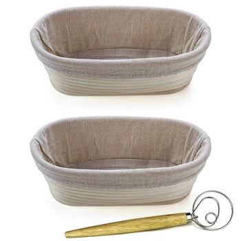 

2 Packs of French Rattan Bread Proof Basket and Bread Fermentation Rattan Basket Baking Accessories Rustic Bread Fermentation Bo