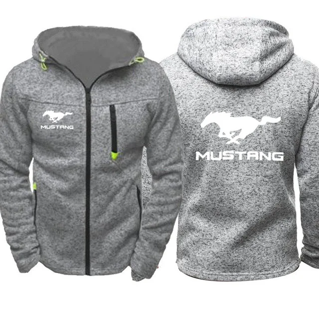 Мужские толстовки Mustang с логотипом автомобиля, повседневные толстовки с капюшоном в стиле хип-хоп Харадзюку с длинным рукавом, мужская куртка на молнии, мужская толстовка с капюшоном