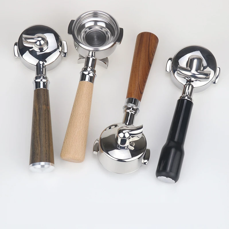 

Italian Coffee Machine Brewing Head Double Stainless Steel Solid Wood Handle E61 Universal Single Mouth Handle 58mm Commercial
