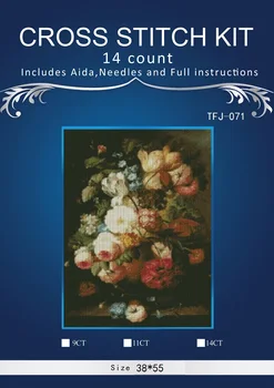 

new Embroidery Counted Cross Stitch Kits Needlework Crafts 14 ct DMC Color DIY Arts Handmade Decor Flowers in vase