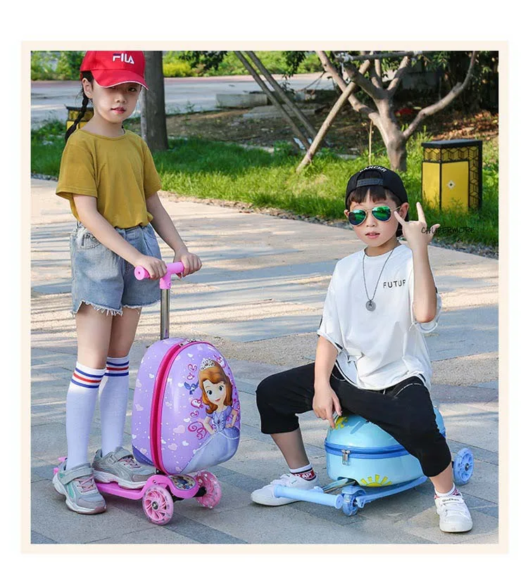 Милый мультяшный Детский скейтборд, Скалка, багаж, Спиннер, Многофункциональный чемодан для девочек и мальчиков, колеса, 18 дюймов, чемодан, тележка