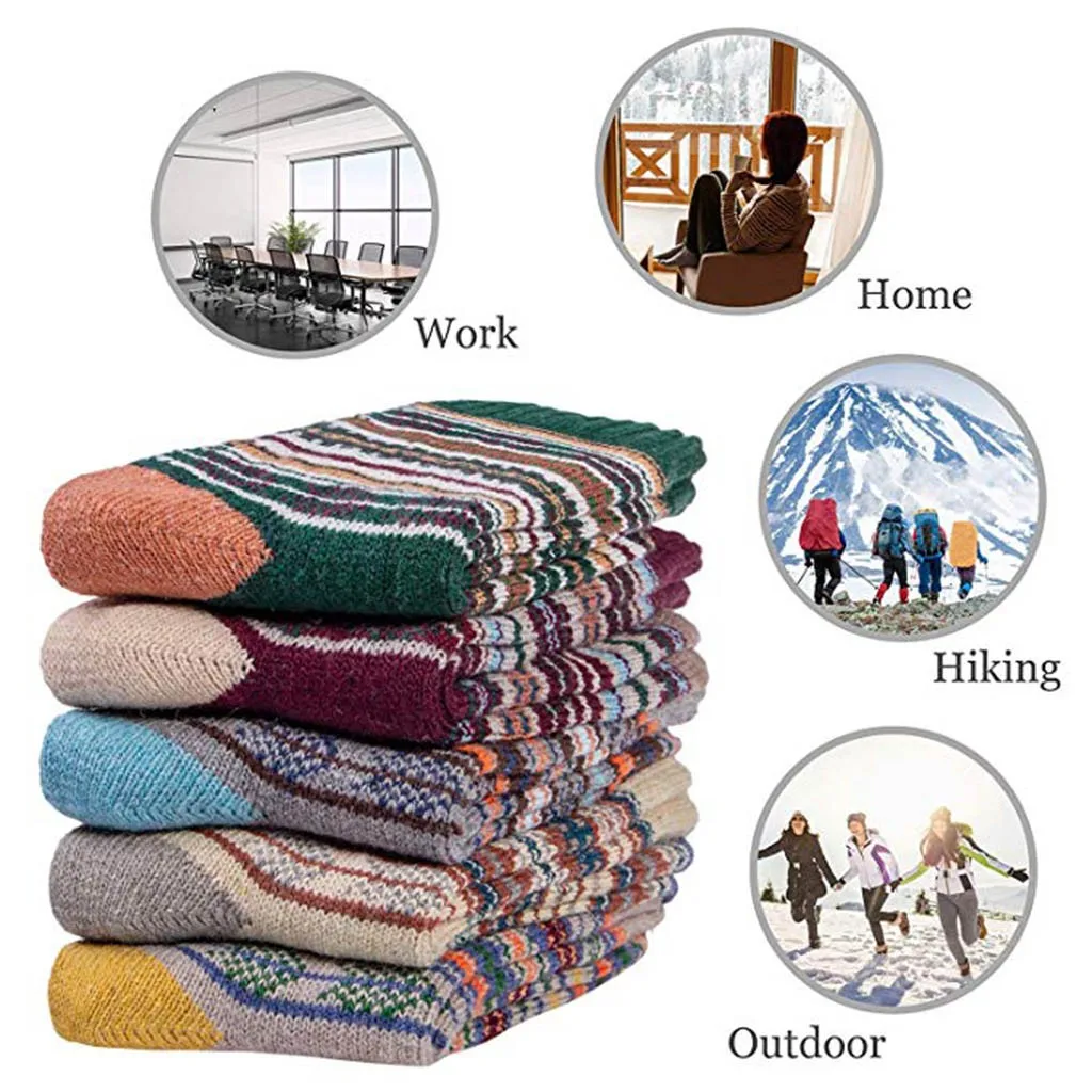 Womail Sock Ladies autumn and winter thick national style retro tube cotton socks Polyester Thick Geometric