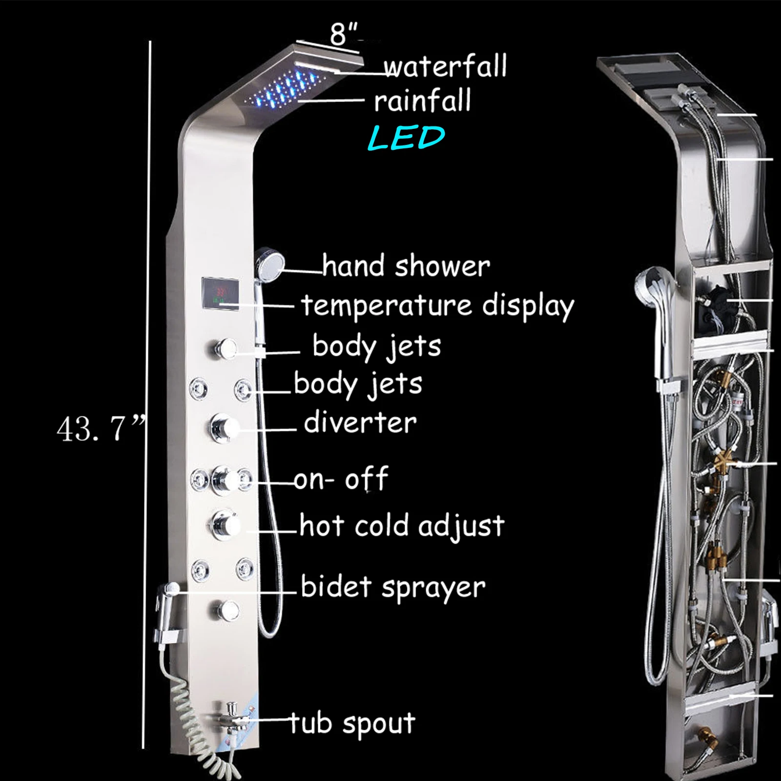 SHBSHAIMY черный/матовый 6-способов душевой Панель Колонка светодиодный ...